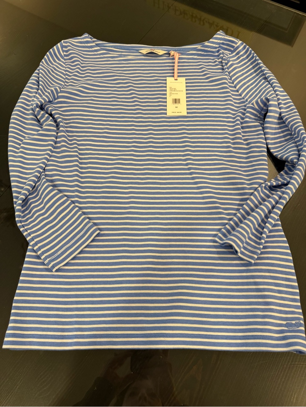 New with tags vineyard vines Striped Blue and White Boatneck Top